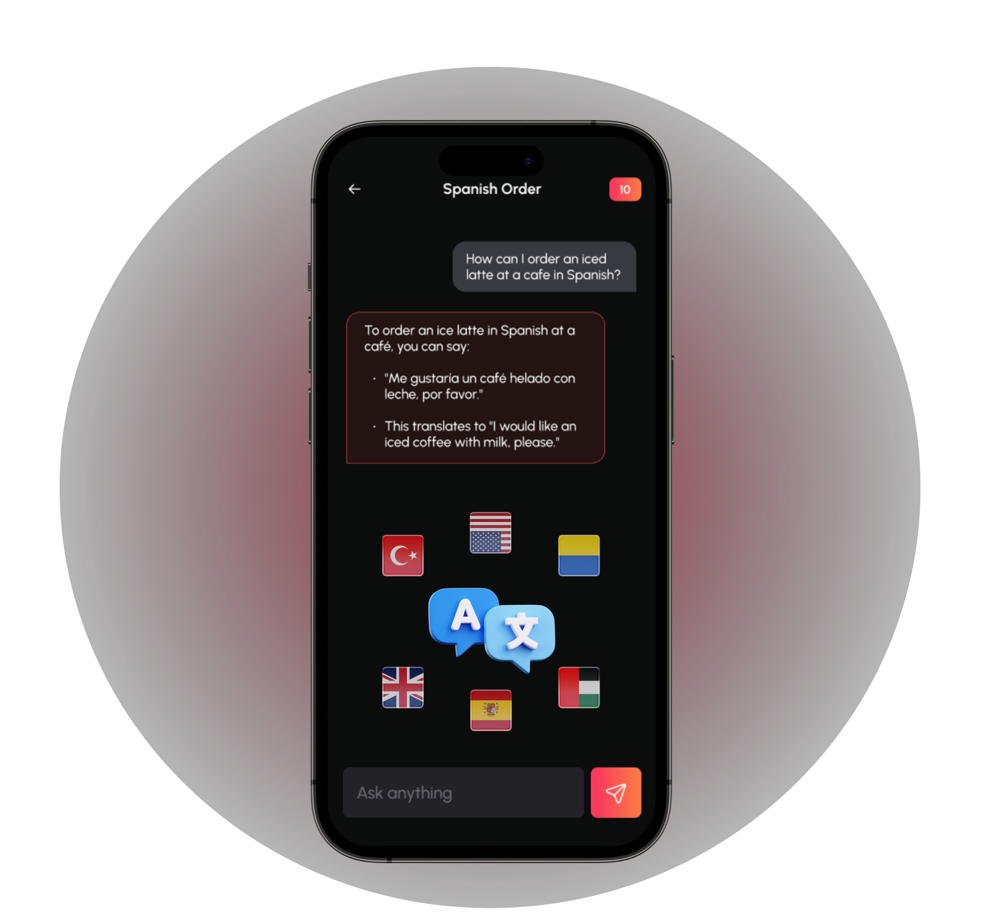 multi-language app screen